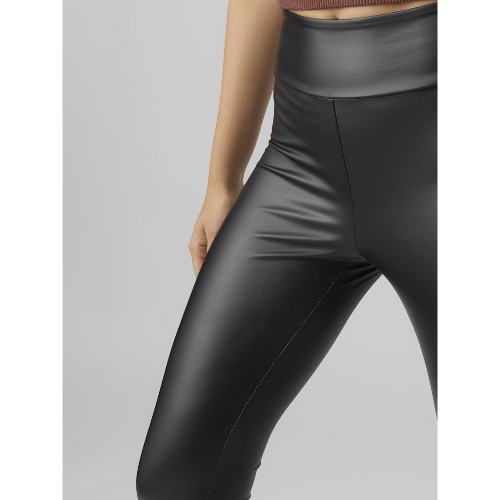 VERO MODA Odinės kelnės moterims, Juoda, Suella coated legging 4