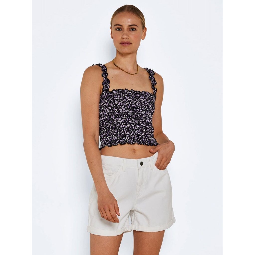 NOISY MAY Palaidinės moterims, Pilka, NMLEA SMOCK STRAP AOP 2