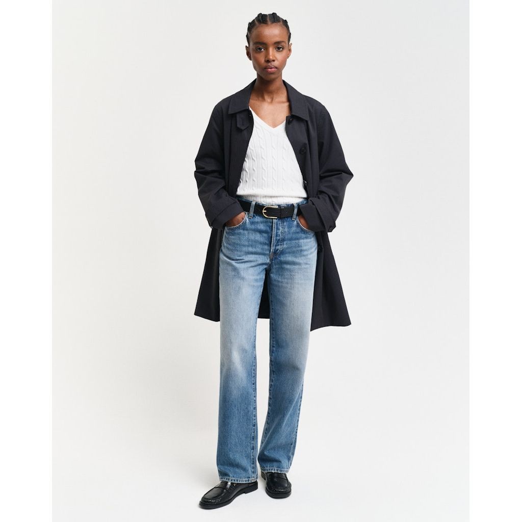 GANT Megztinis moterims, Geltona, STRETCH COTTON CABLE V-NECK 5