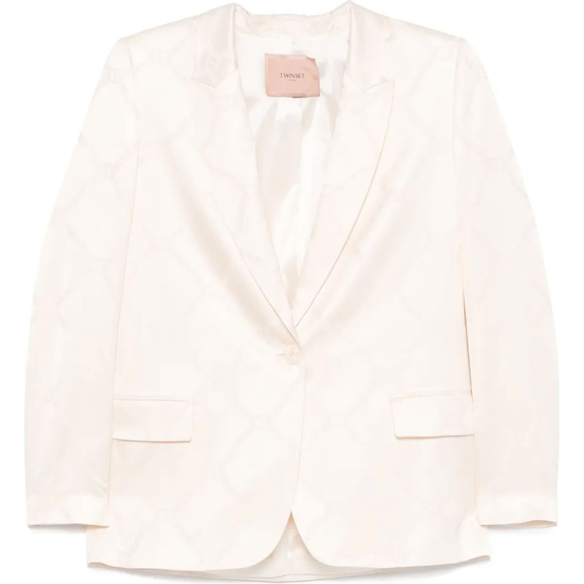 TWINSET Švarkas moterims, Balta, Oval t-jacquard blazer