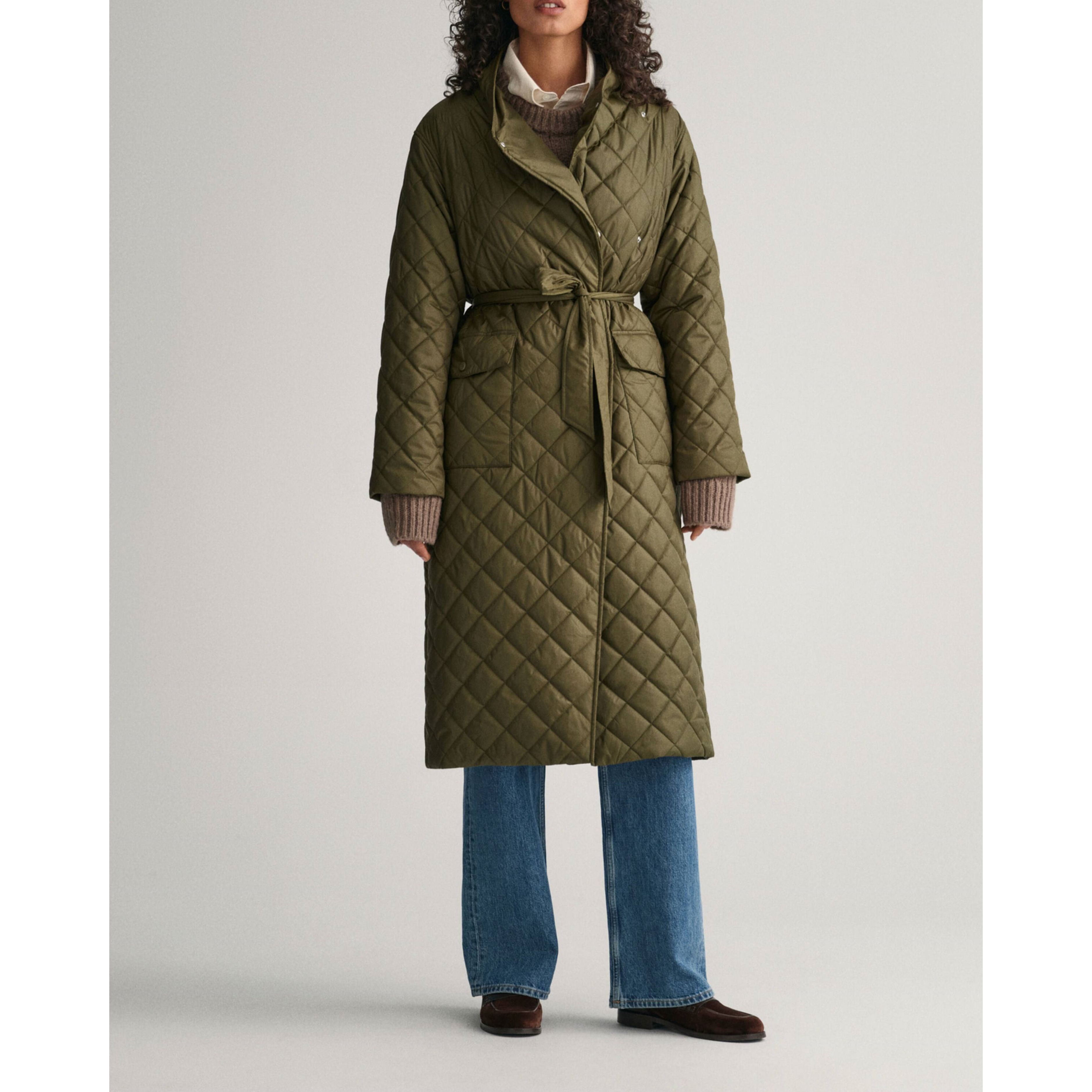 GANT Striukė moterims, Žalia, QUILTED COAT 2