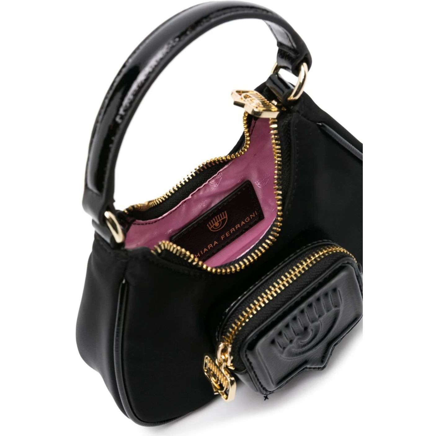 CHIARA FERRAGNI Rankinė, krepšys moterims, Juoda, Eyelike pocket  hobo bag 4