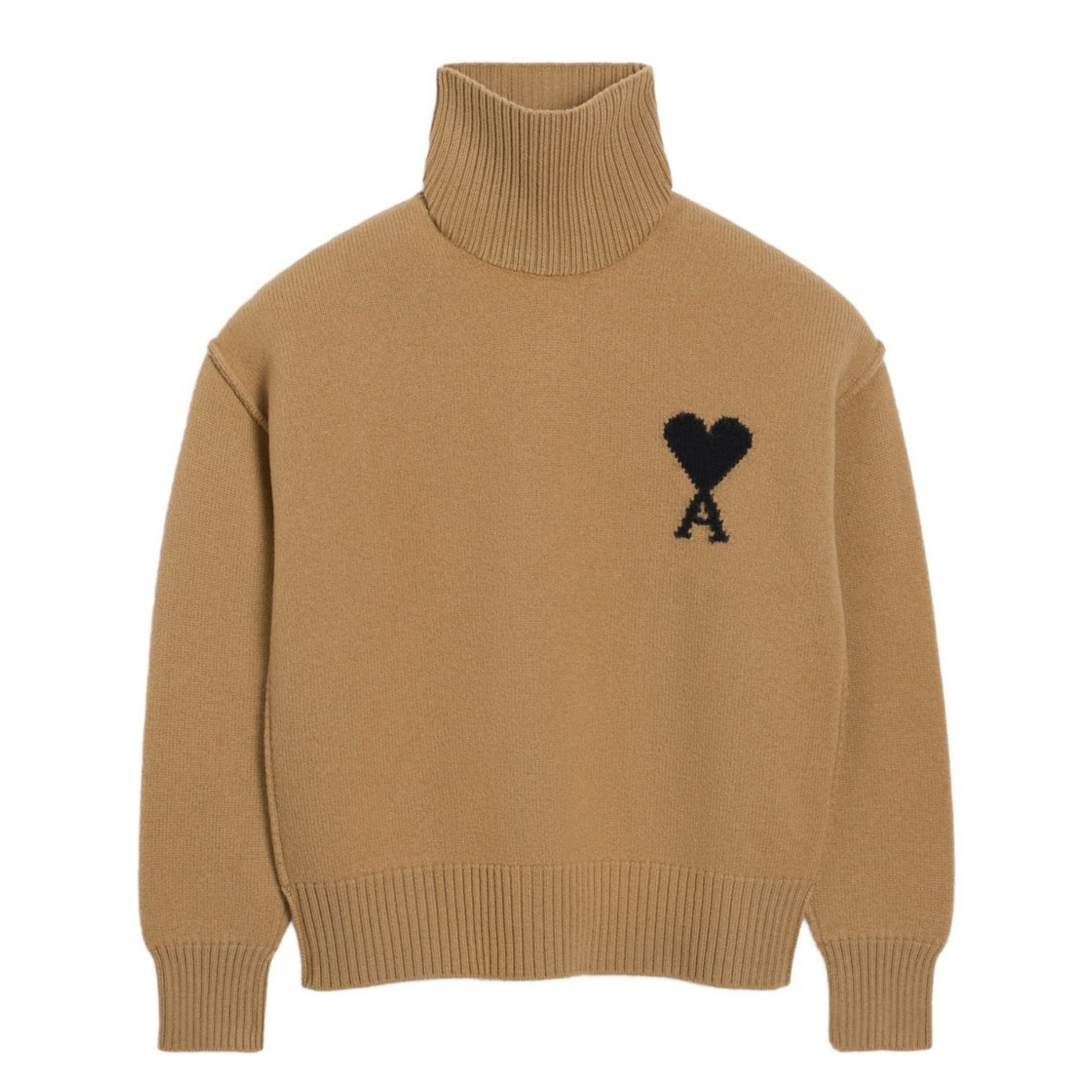 AMI PARIS Megztinis, Ruda, Funnel neck sweater 1