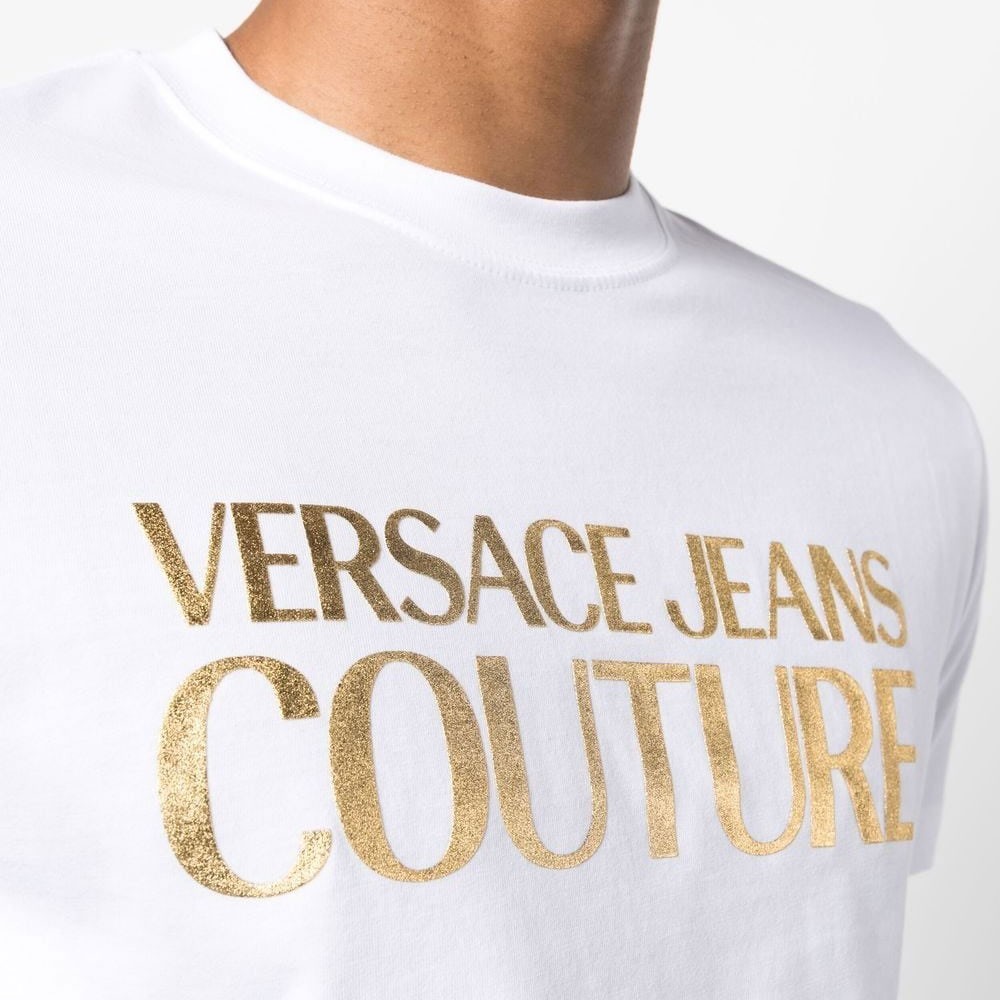 VERSACE JEANS CUTURE Marškinėliai trump. rankovėmis vyrams, Balta, Logo thick foil t-shirt 3