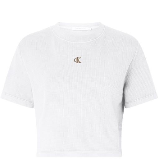 CALVIN KLEIN JEANS Trumpinti marškinėliai moterims, Balta, Waffle tee 1