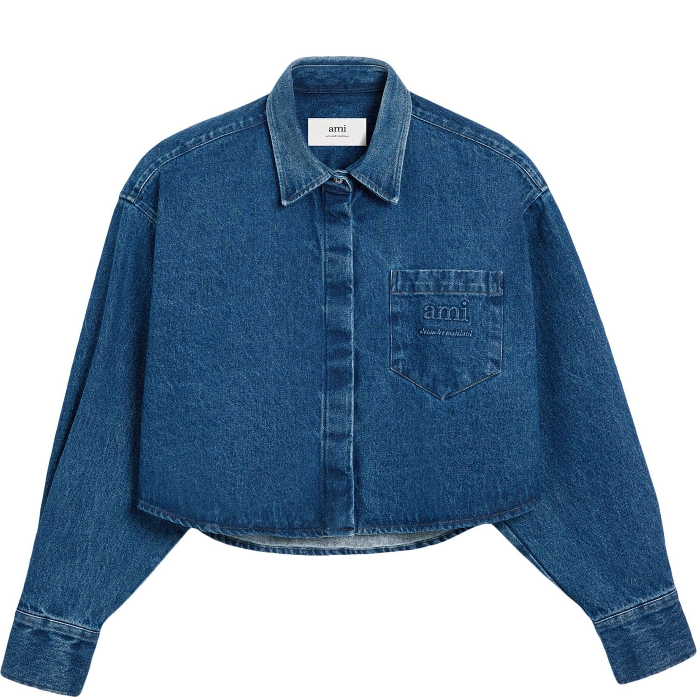 AMI PARIS Marškiniai ilgomis rankovėmis moterims, Mėlyna, Denim shirt