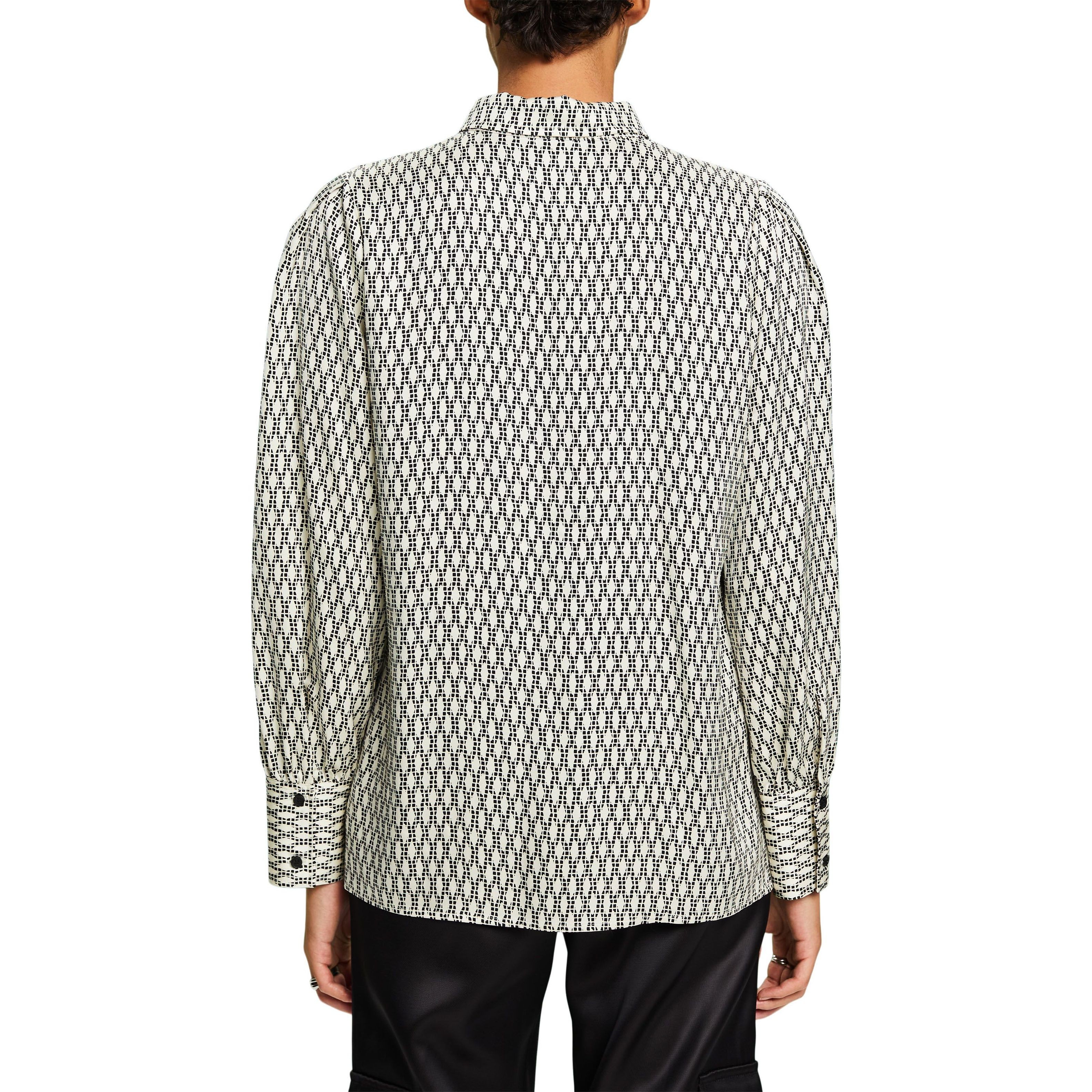 ESPRIT Palaidinės moterims, Juoda, Printed Satin Shirt Blouse 3