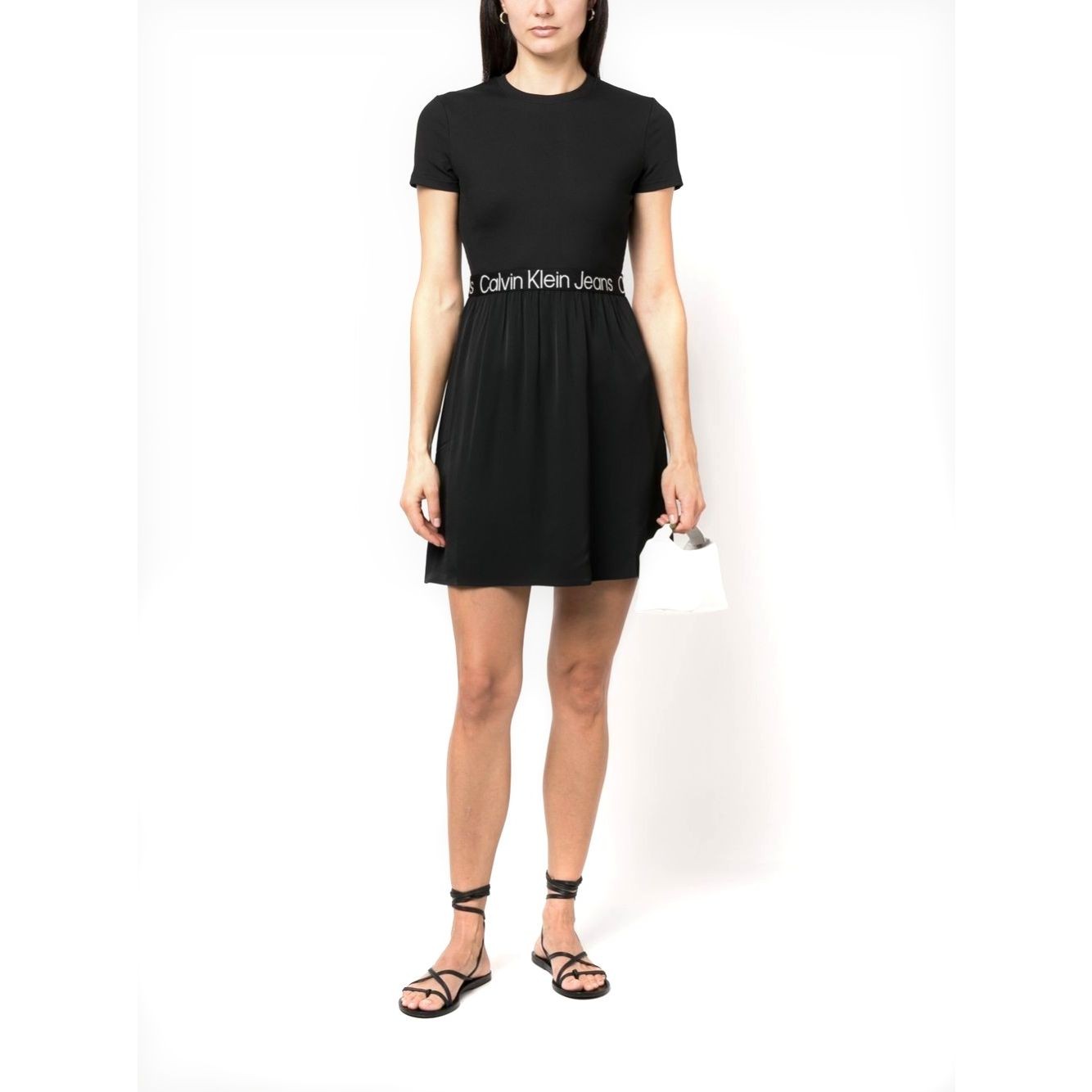 CALVIN KLEIN JEANS Midi suknelė moterims, Juoda, Logo elastic dress 2