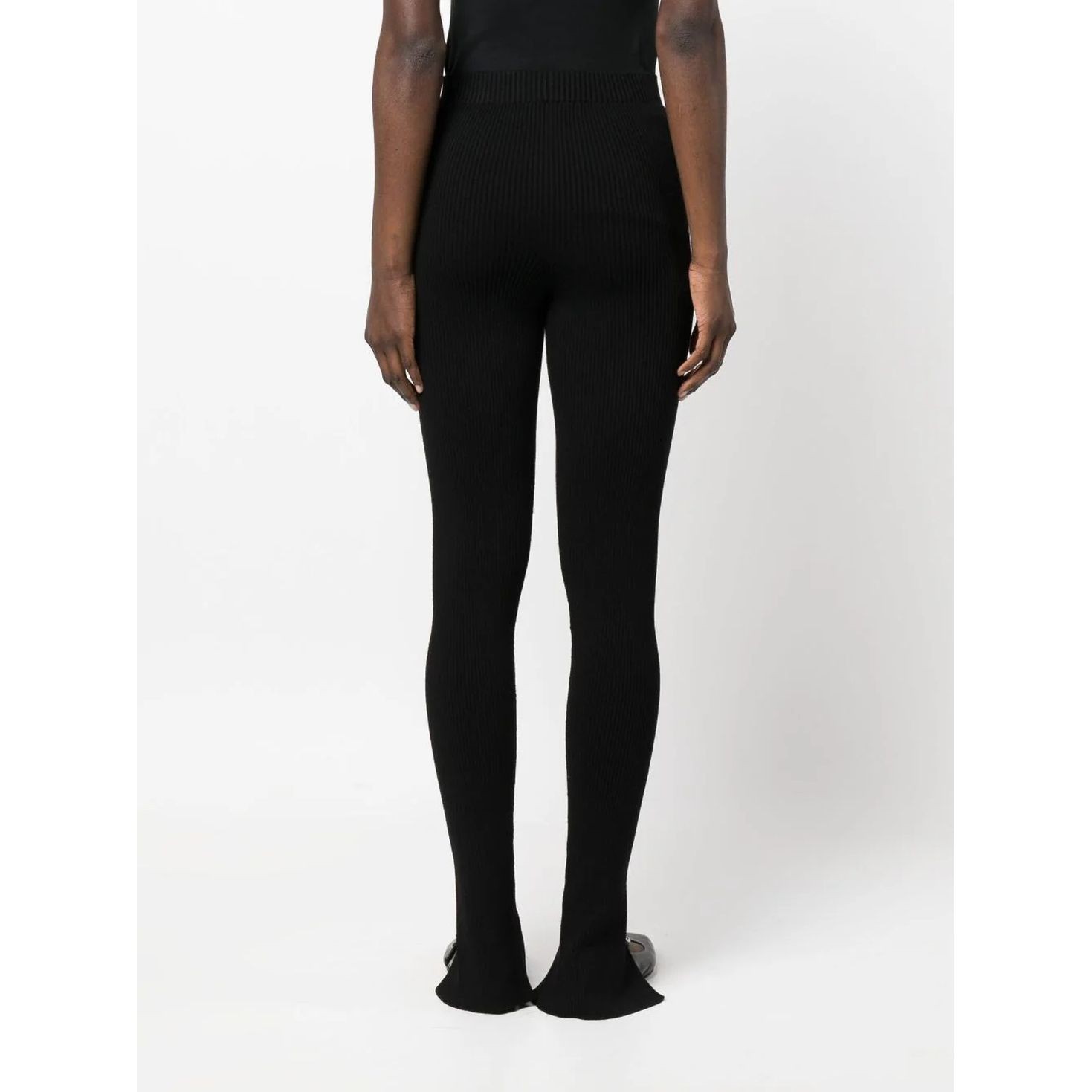 AERON Tamprės moterims, Juoda, Ribbed slit front leggings 3