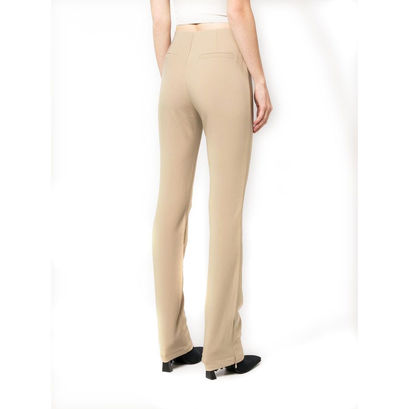 CALVIN KLEIN JEANS Formalios kelnės moterims, Smėlio, Slim fit high waist pants 3