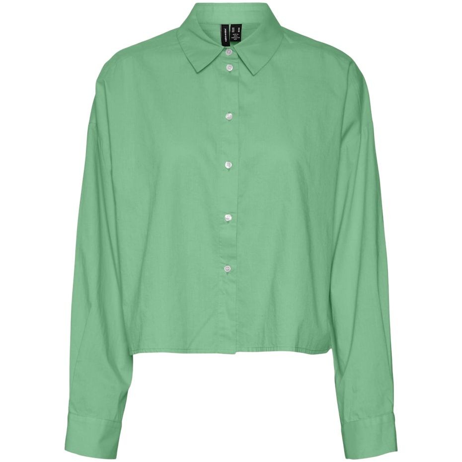 VERO MODA Marškiniai moterims, Žalia, VMSTINNA L/S CROPPED 1