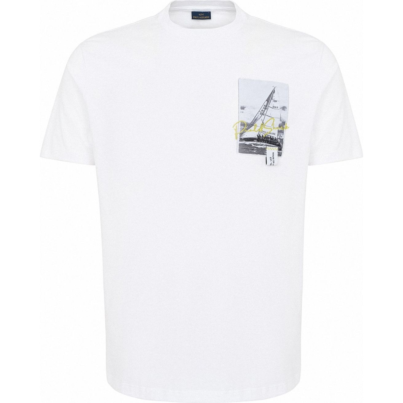 PAUL&SHARK Marškinėliai trump. rankovėmis vyrams, Balta, men's knitted t-shirt 1