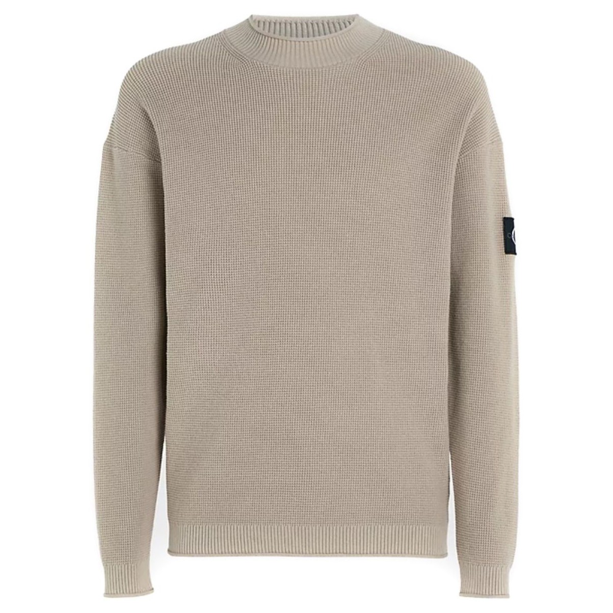 CALVIN KLEIN JEANS Sportinis nertinis vyrams, Smėlio, Badge relaxed sweater 1