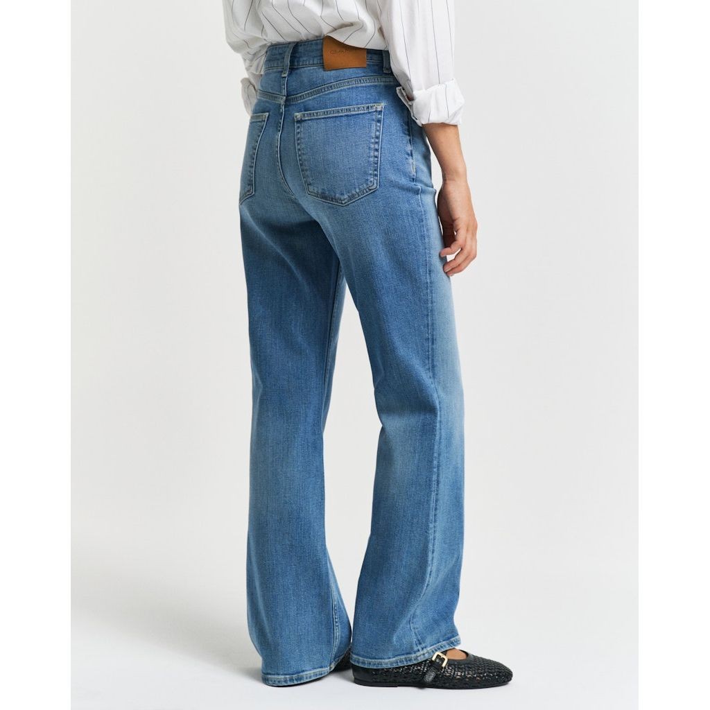 GANT Platėjantys džinsai moterims, Mėlyna, Slim flare stretch jeans 3