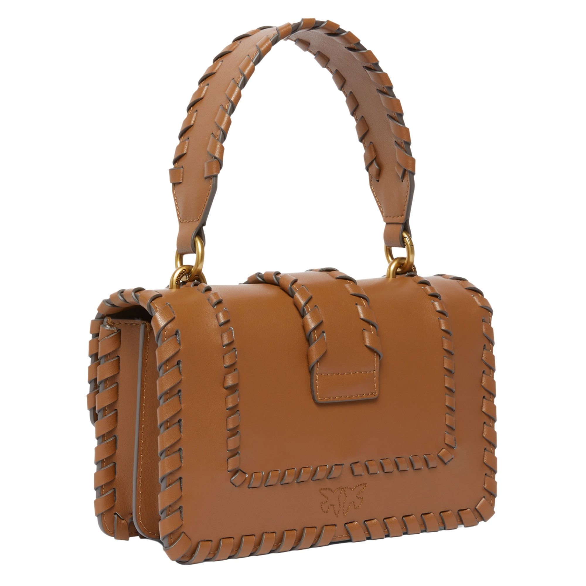 PINKO Rankinė per petį moterims, Ruda, Love one mini cl vitello seta 2