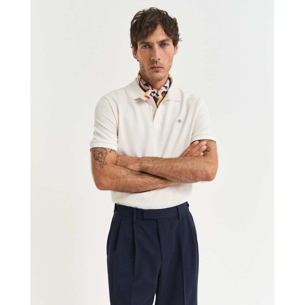 GANT Polo marškiniai trumpos rank. vyrams, Smėlio, Textured polo 2