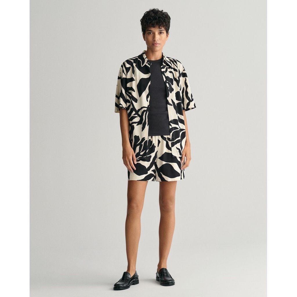 GANT Šortai moterims, Smėlio, REL PALM PRINT PULL ON SHORTS 2