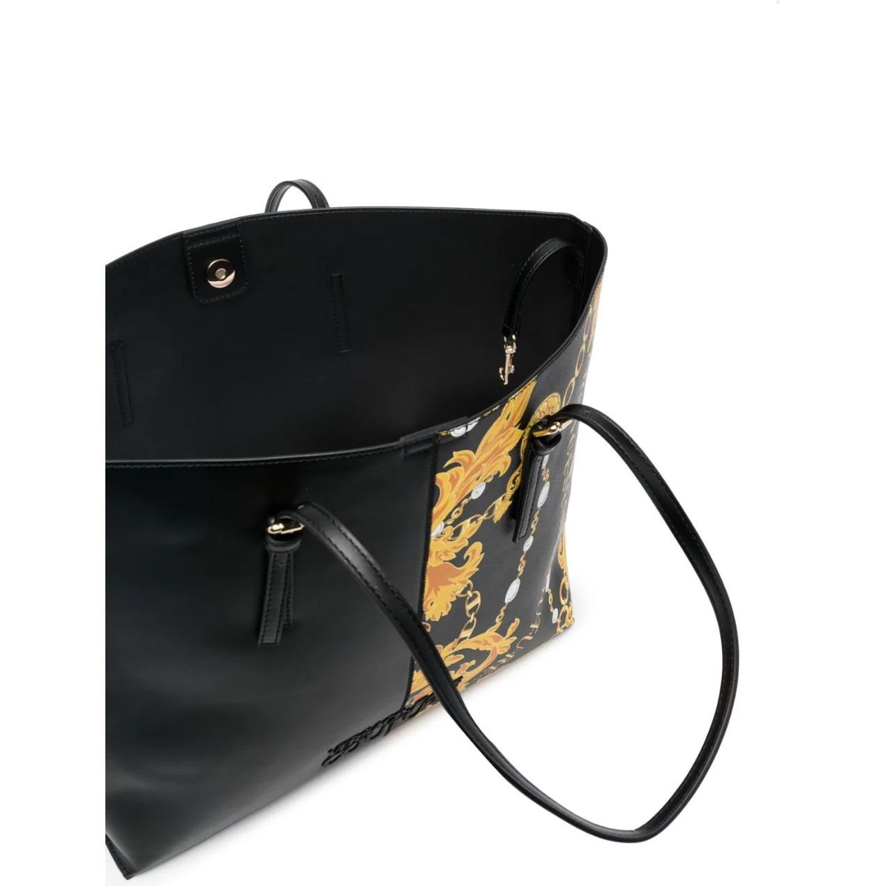 VERSACE JEANS CUTURE Pirkinių krepšys moterims, BLACK/GOLD, Rock cut  shopping bag 4