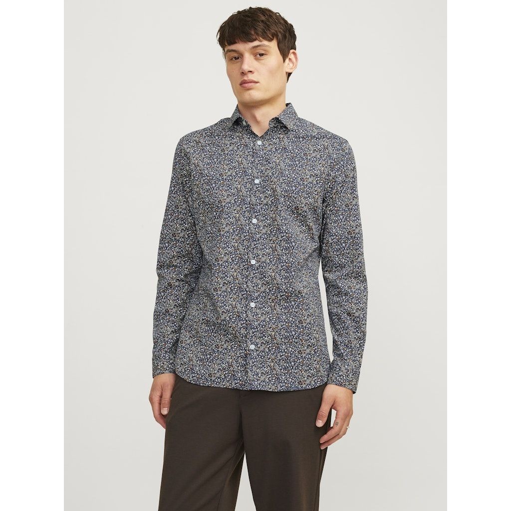 JACK & JONES Marškiniai ilgomis rankovėmis vyrams, Marga, Black pool stretch 2