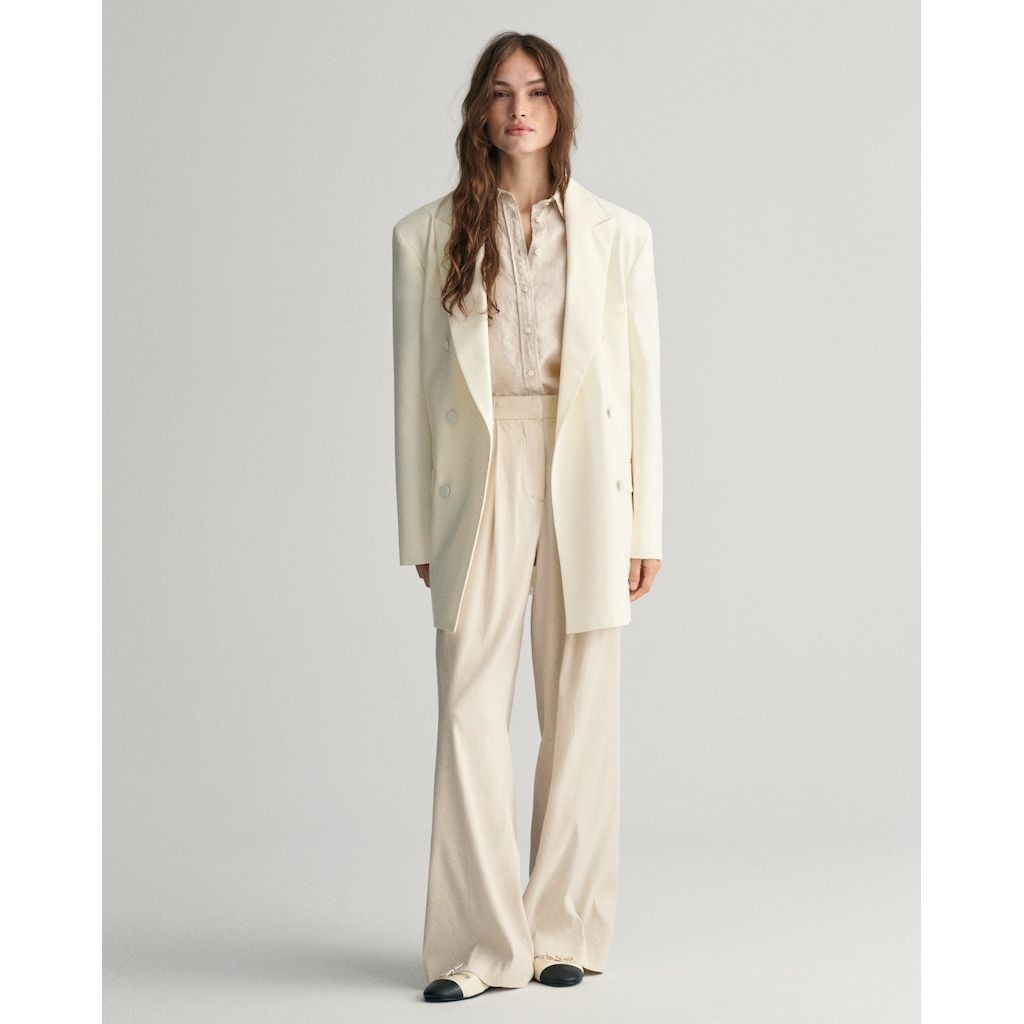 GANT Marškiniai moterims, Smėlio, REG LINEN CHAMBRAY SHIRT 5