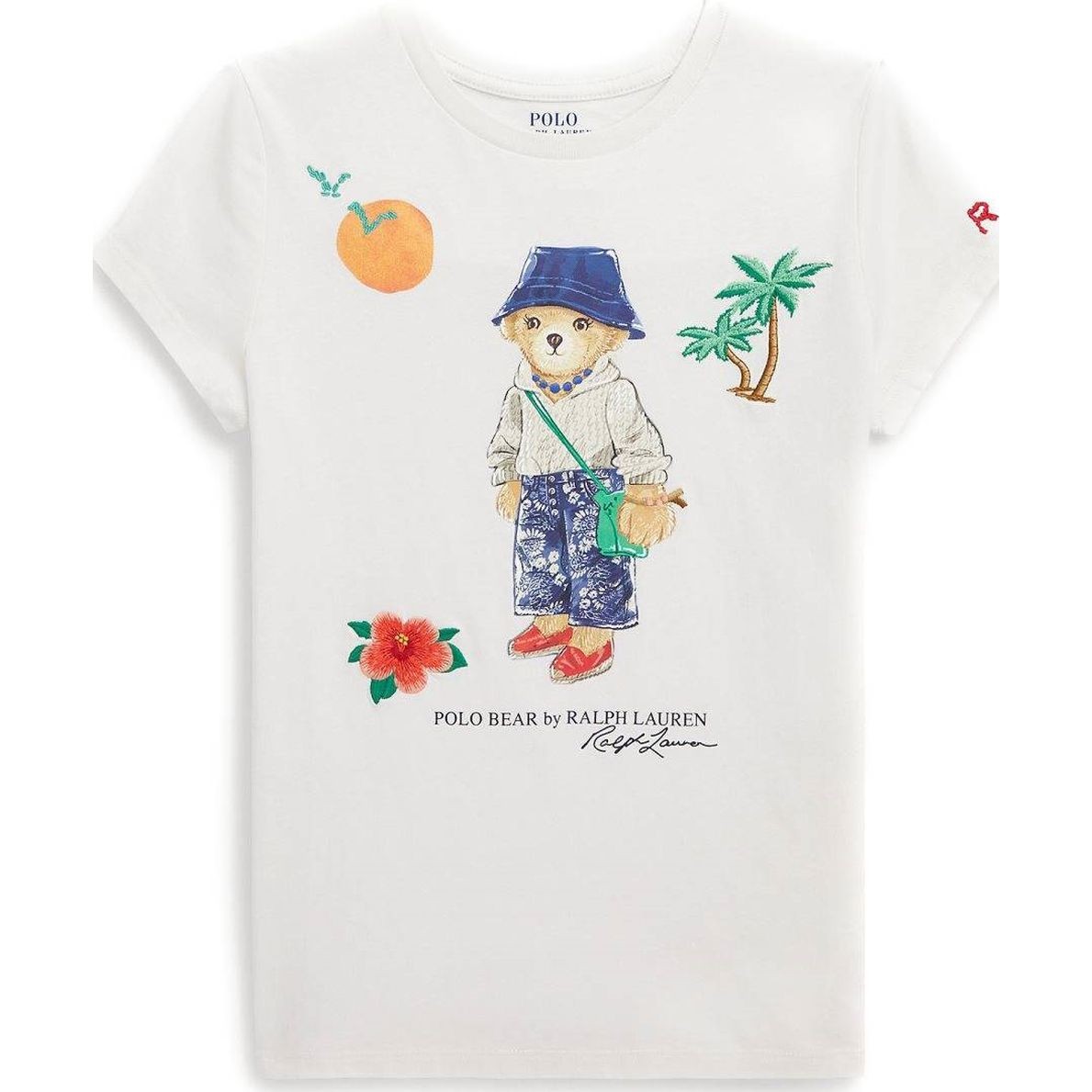 RALPH LAUREN KIDS Marškinėliai trump. rankovėmis mergaitėms, Balta, Bear tee