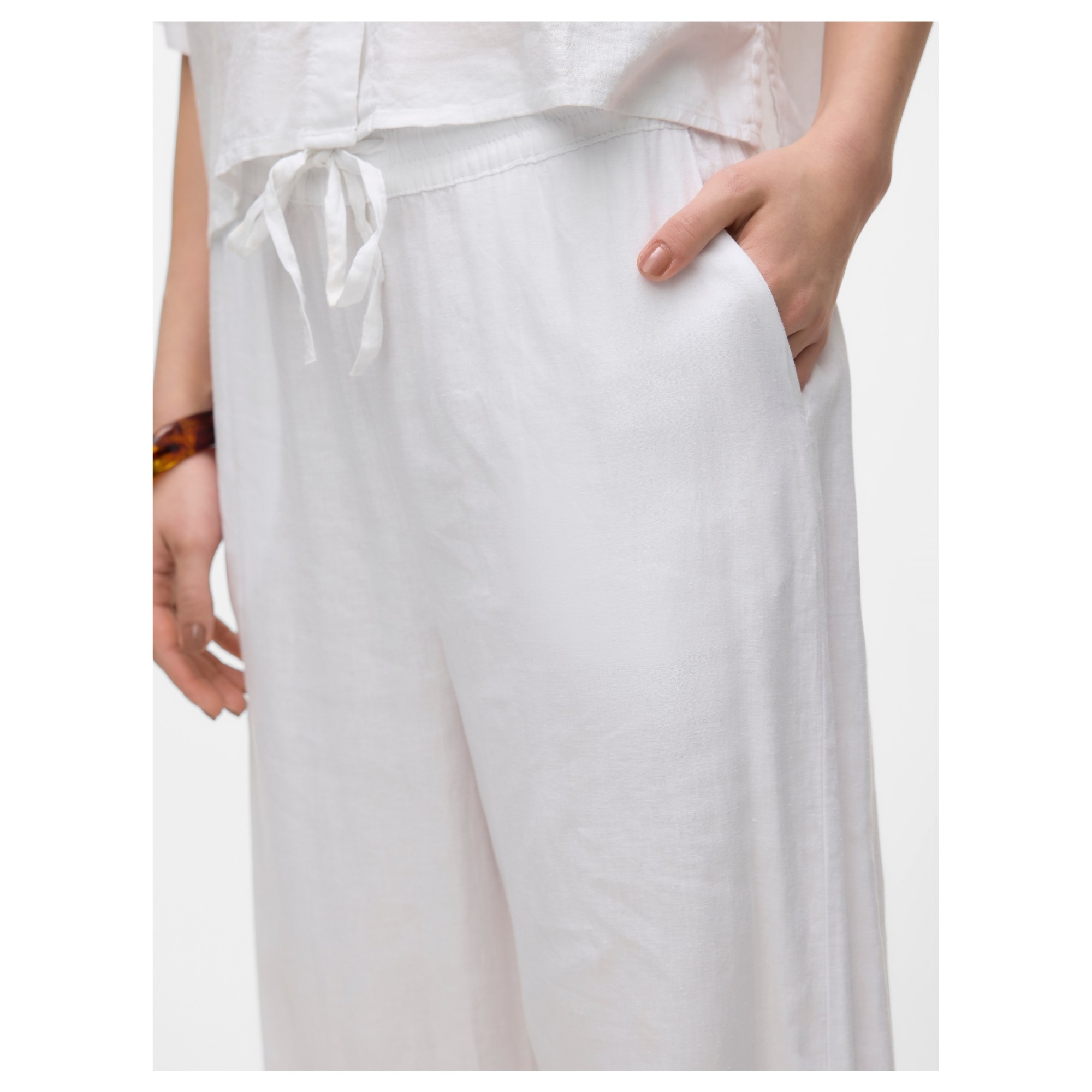 VERO MODA Laisvalaikio kelnės moterims, Balta, Linn 4