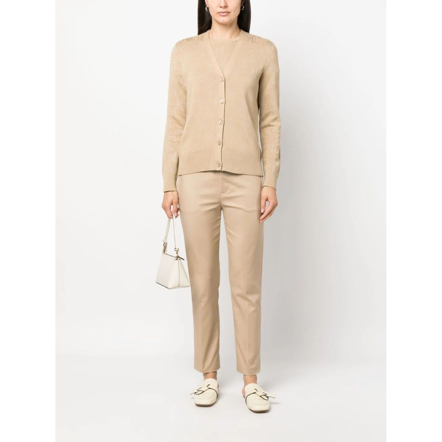 LAUREN RALPH LAUREN Kardiganas moterims, Smėlio, Lerlit long sleeve cardigan 3
