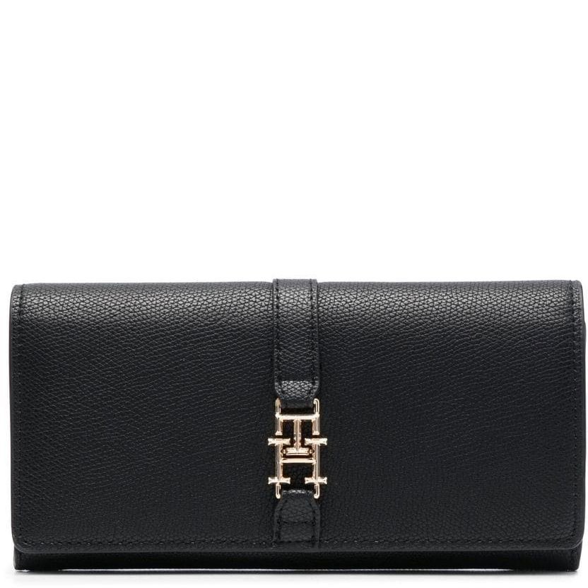 TOMMY HILFIGER Piniginė moterims, Juoda, TH PLUSH LRG FLAP WALLET 1