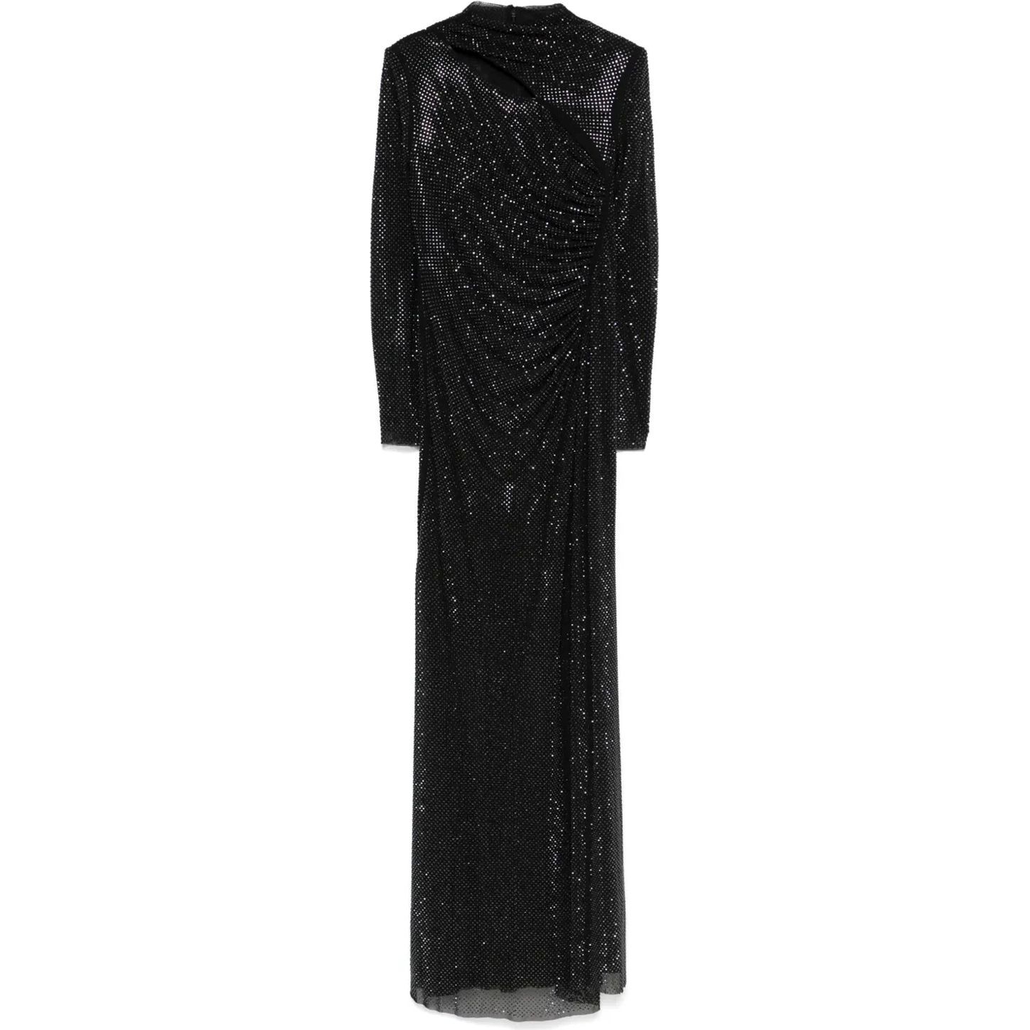 SELF PORTRAIT Maxi suknelė moterims, Juoda, Rhinestone cut-out midi dress