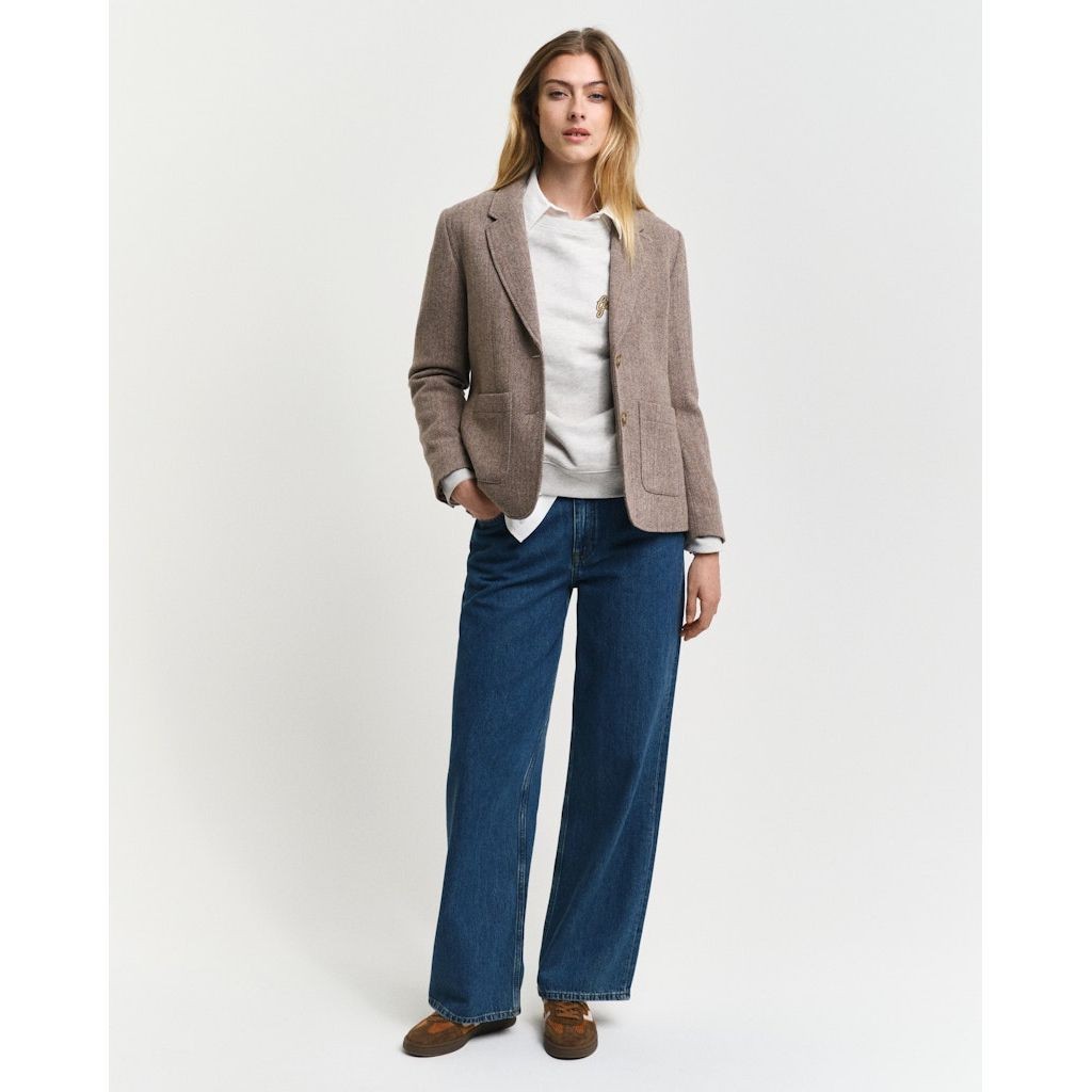GANT Švarkas moterims, Ruda, Reg herringbone short blazer 5