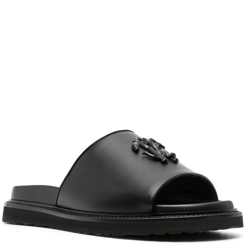 ROBERTO CAVALLI Šlepetės vyrams, Juoda, Leather slides 2