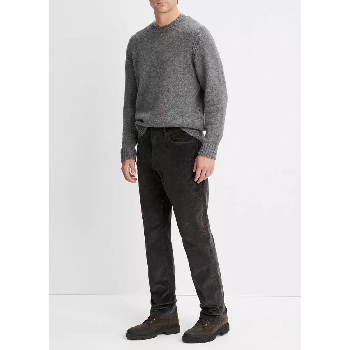 VINCE Laisvalaikio kelnės vyrams, Pilka, Wide wale corduroy pant 2