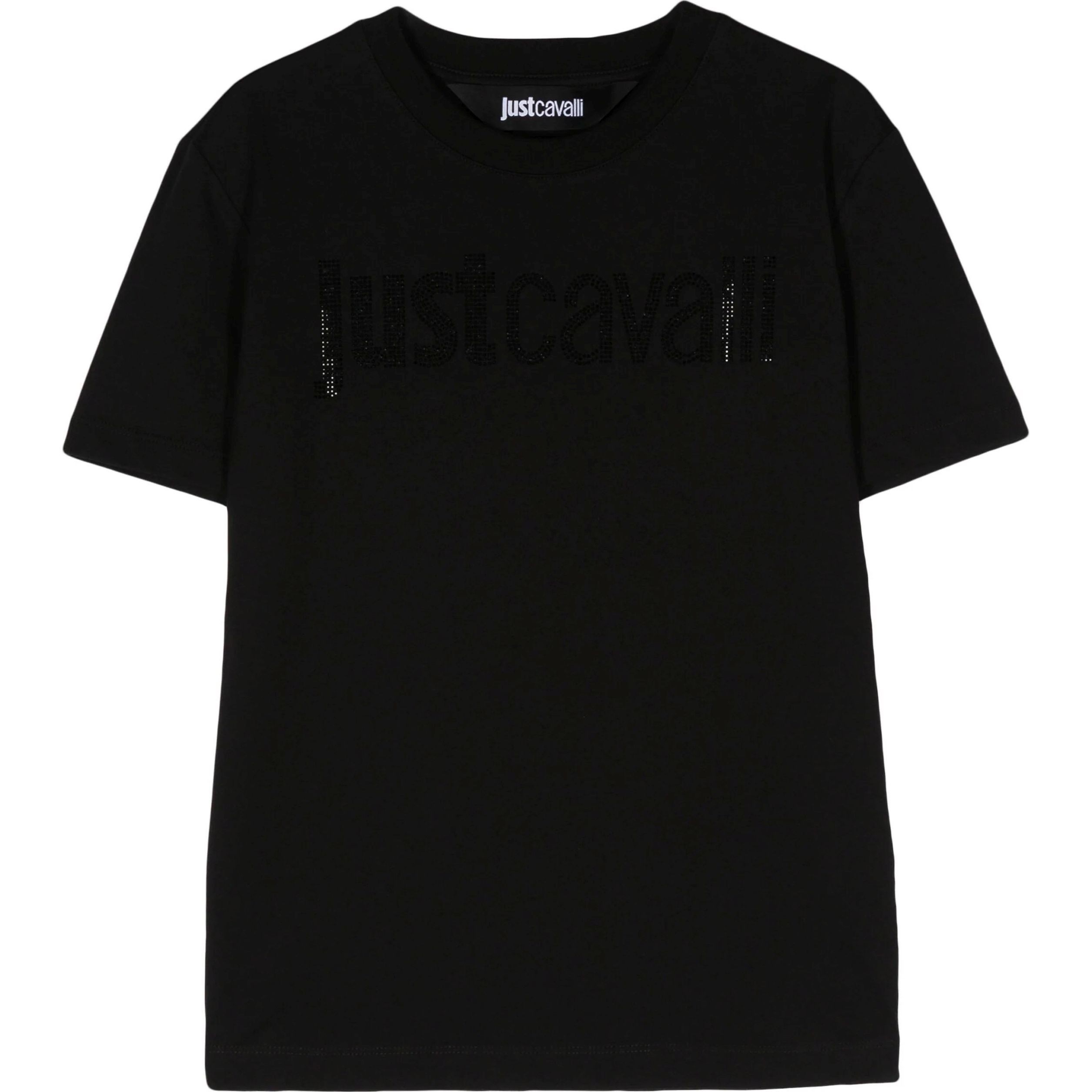 JUST CAVALI Marškinėliai trump. rankovėmis moterims, Juoda, Logo-print t-shirt 1