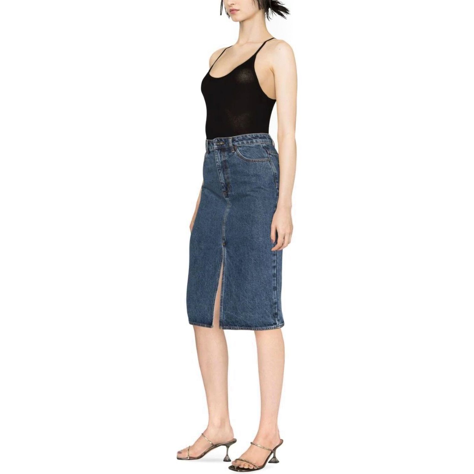 SELF PORTRAIT Midi sijonas moterims, Mėlyna, Denim midi skirt 3