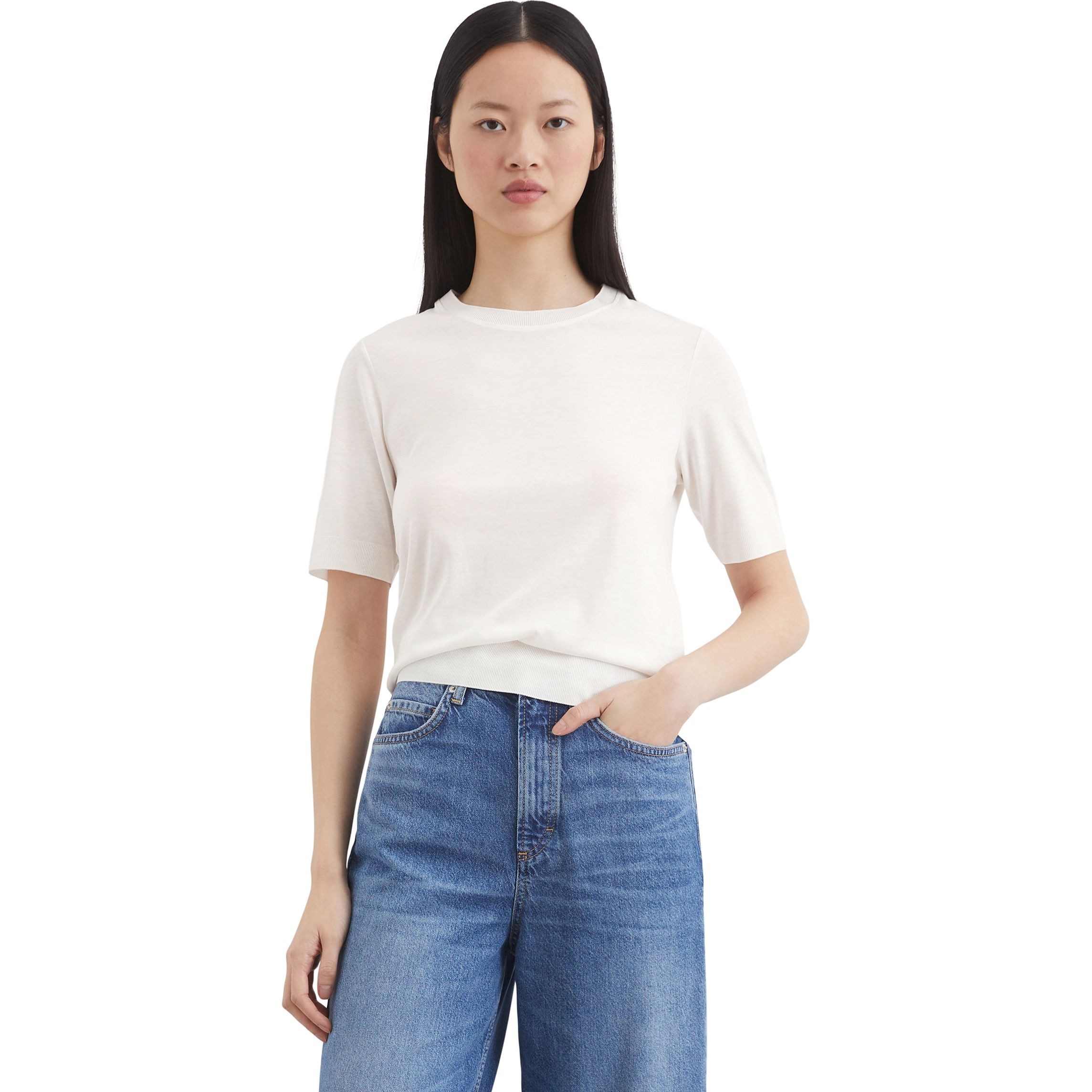 MARC O'POLO Marškinėliai trump. rankovėmis moterims, Balta, Tshirts sh 502205051037 2