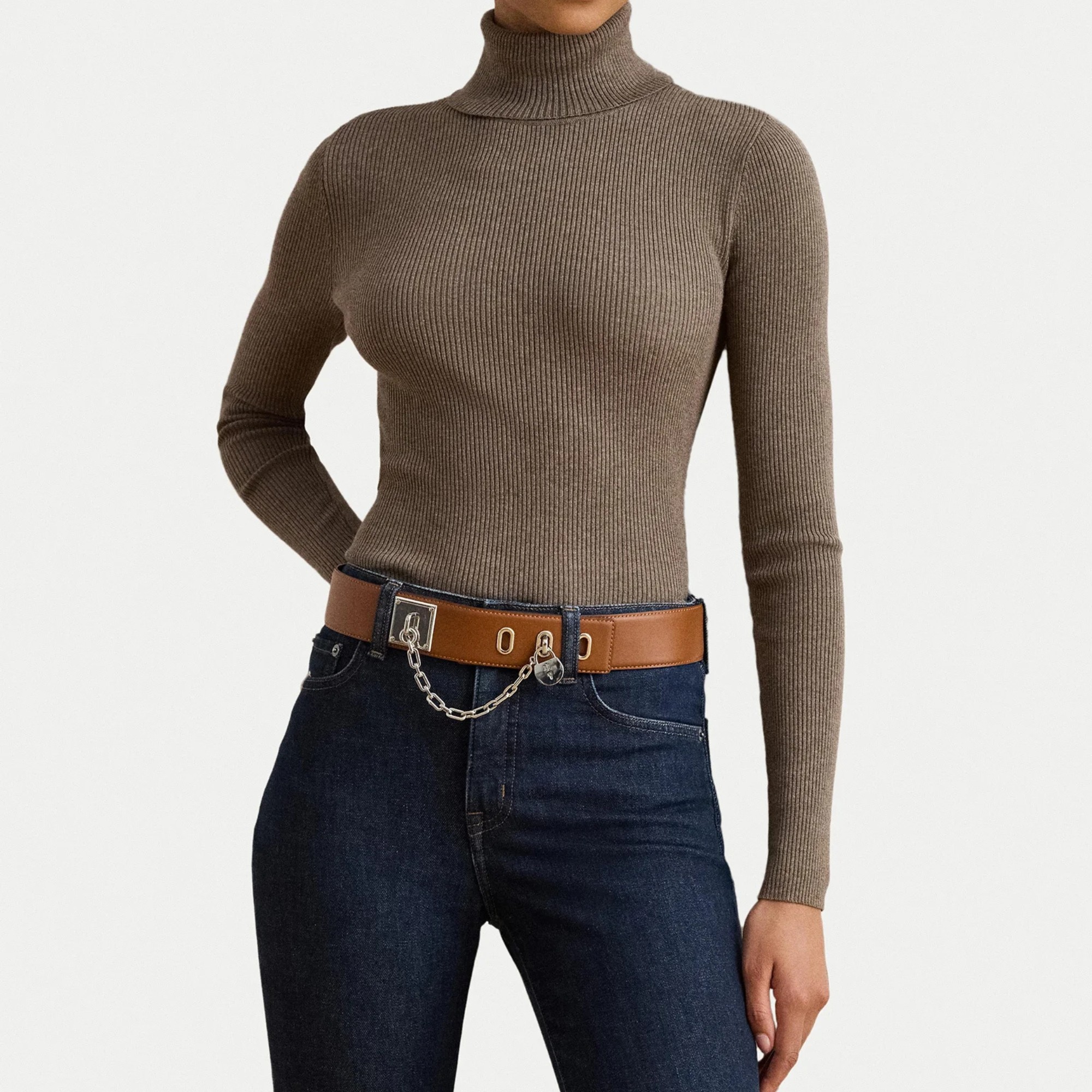 LAUREN RALPH LAUREN Megztinis moterims, Smėlio, Amanda long sleeve sweater 2