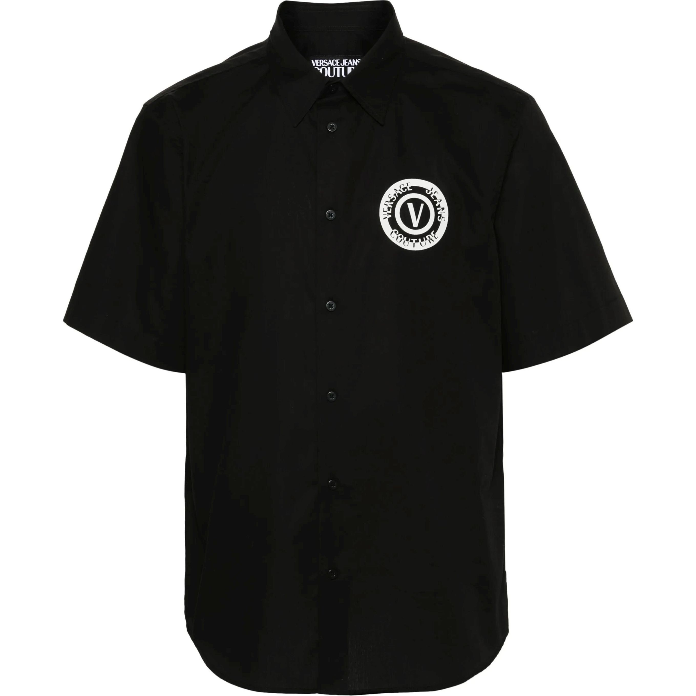 VERSACE JEANS CUTURE Marškiniai trump. rankovėmis vyrams, Juoda, V-emblem cotton shirt