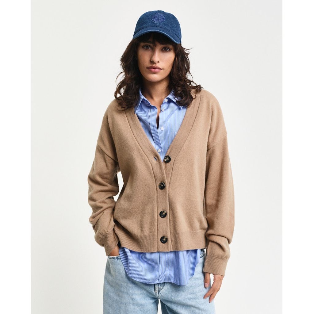 GANT Kardiganas moterims, Ruda, Superfine lambswool cardigan 2