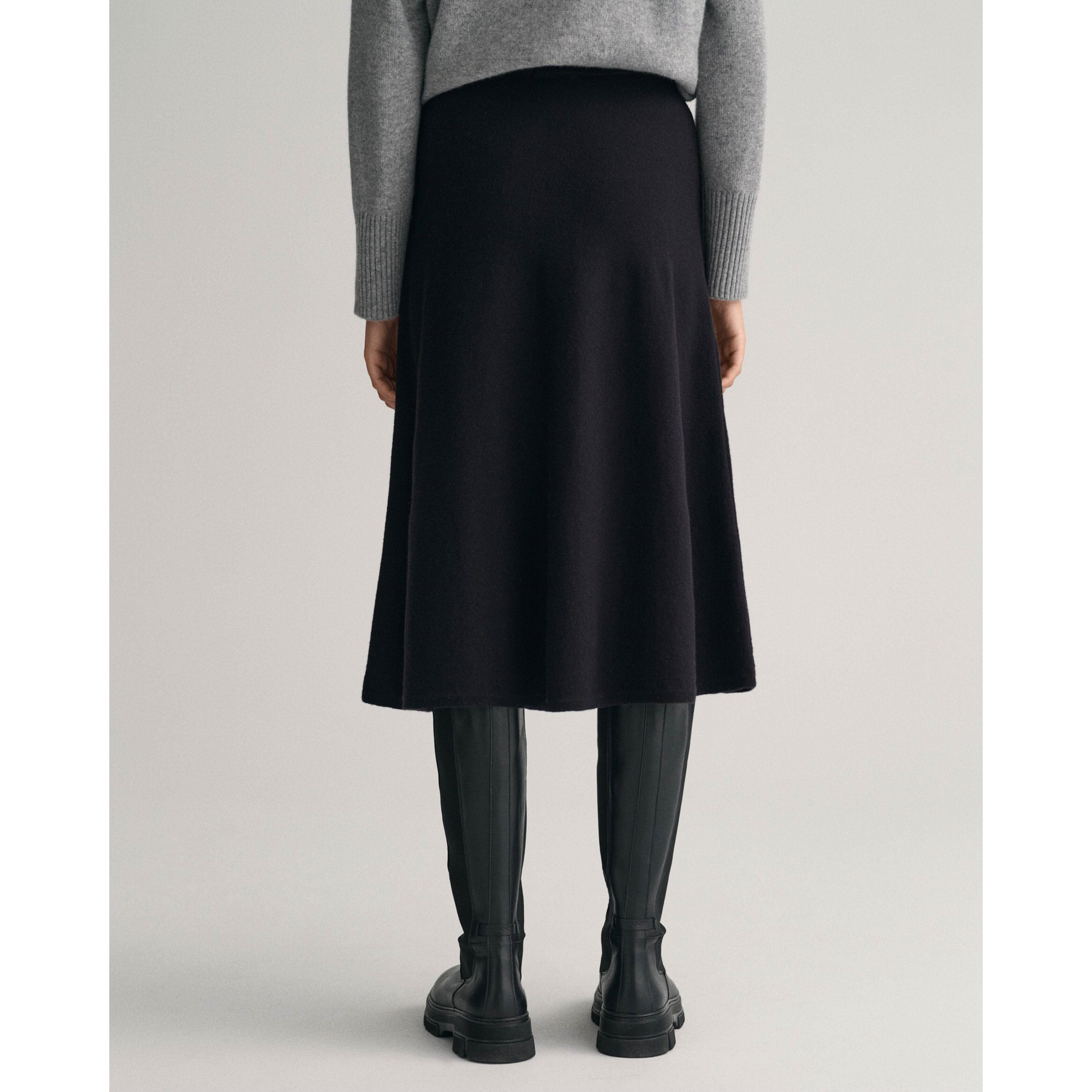 GANT Midi sijonas moterims, Juoda, SUPERFINE 3