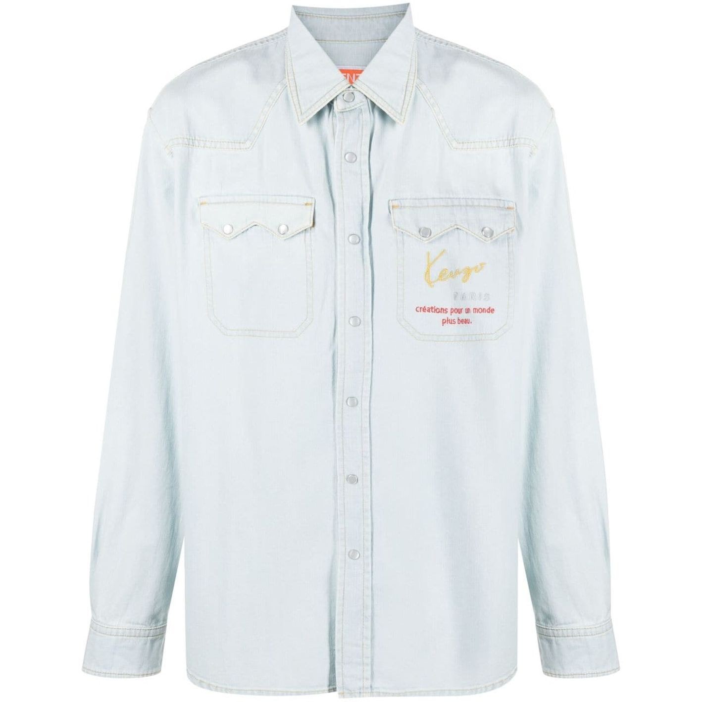 KENZO Marškiniai ilgomis rankovėmis vyrams, Mėlyna, Kenzo signature western shirt 1