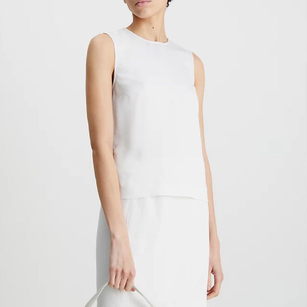 CALVIN KLEIN Marškiniai be rankovių moterims, Balta, Recycled cdc tank top 2