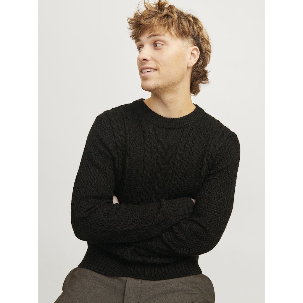 JACK & JONES Megztinis vyrams, Juoda, Craig knit crew neck 7
