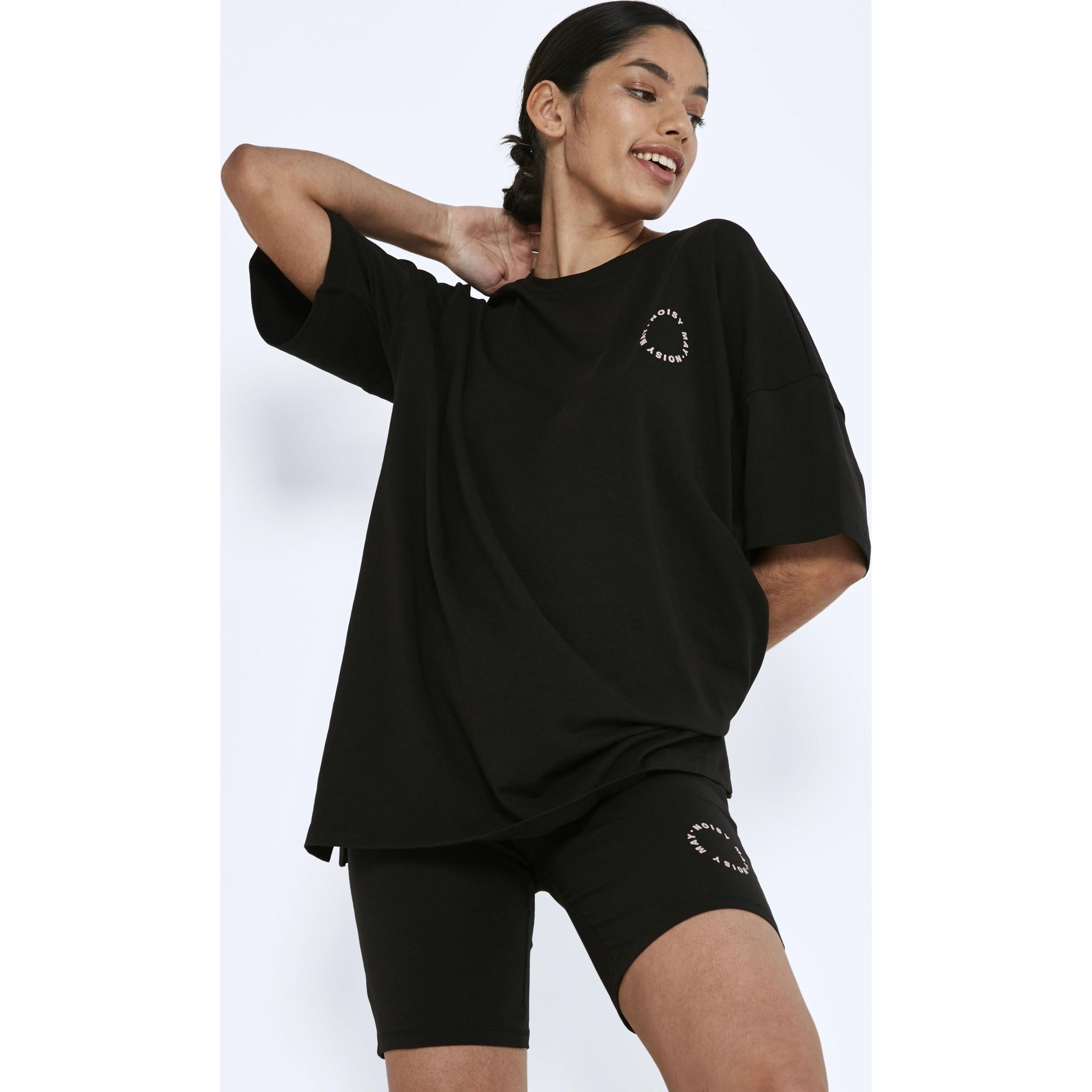 NOISY MAY Šortai moterims, Juoda, NMKERRY HW LOGO SHORT 4