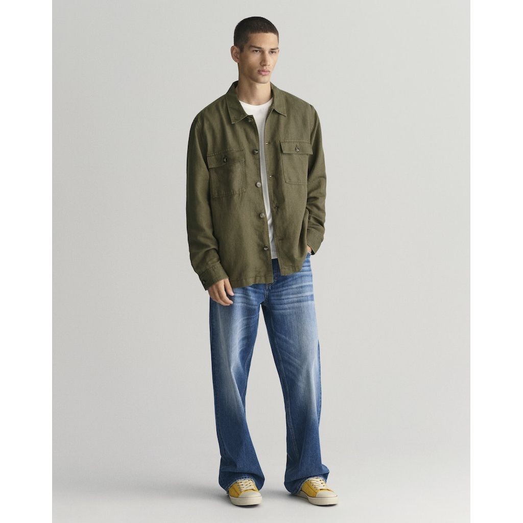 GANT Marškiniai vyrams, Žalia, TWILL OVERSHIRT 5