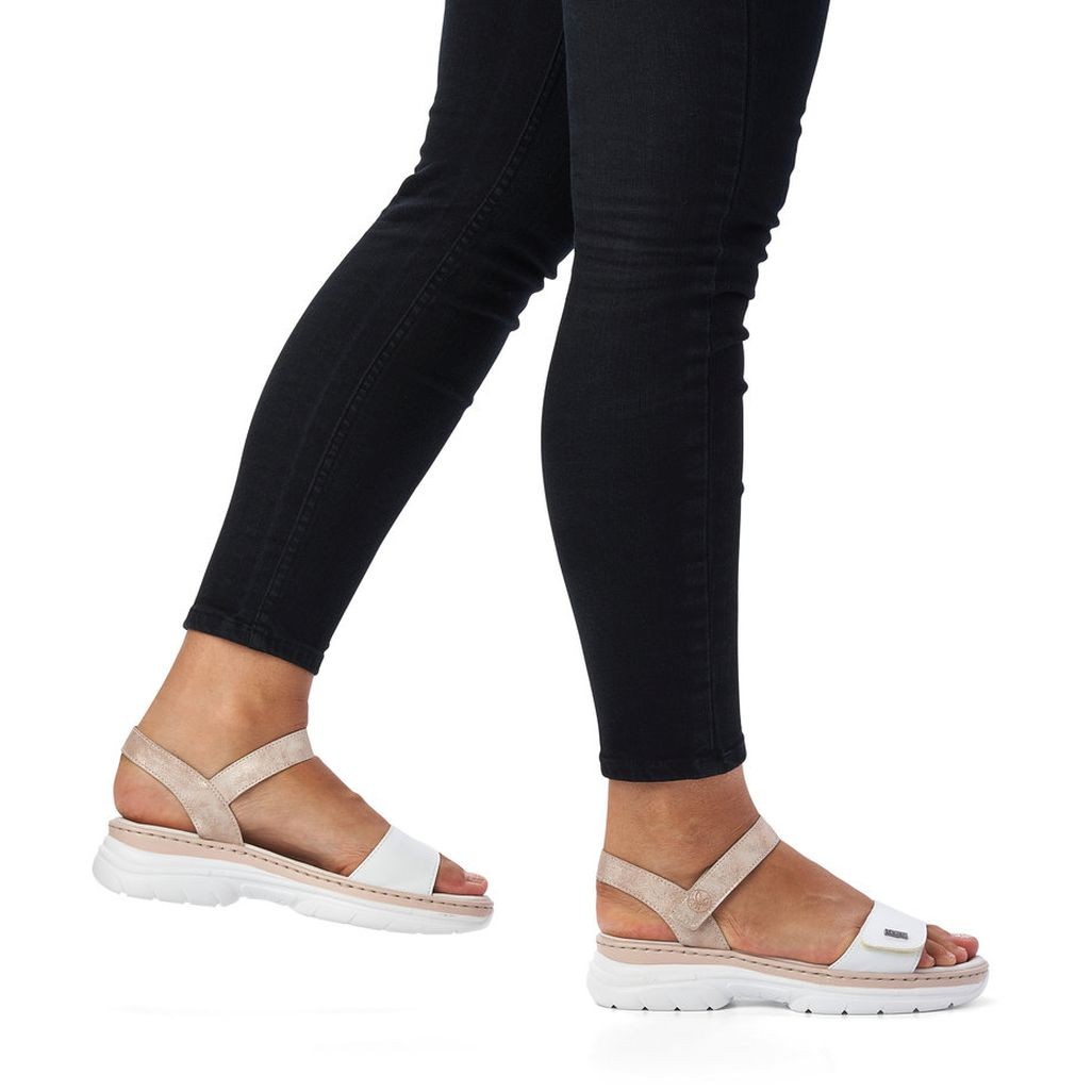 RIEKER Basutės moterims, Balta, SANDALS 2