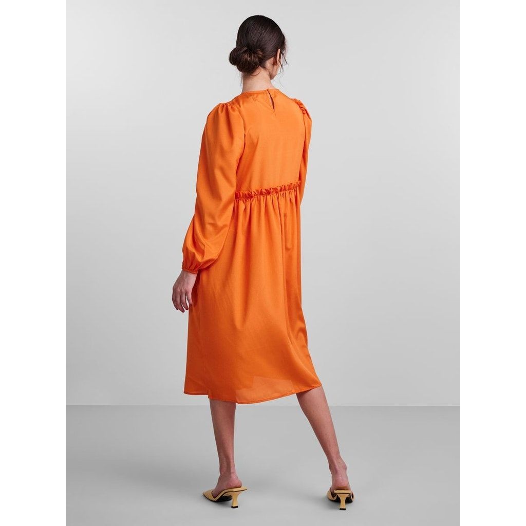 PIECES Midi suknelė moterims, Oranžinė, PCDYNE LS MIDI DRESS 3