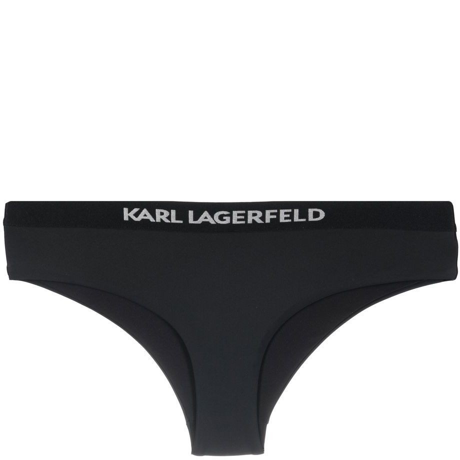 KARL LAGERFELD Apatinė kostiumėlio dalis moterims, Juoda, Bikini hipster w/ logo elastic 1