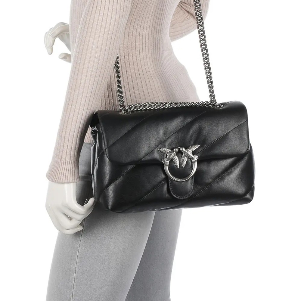 PINKO Rankinė per petį moterims, Juoda, Love puff crossbody bag 2