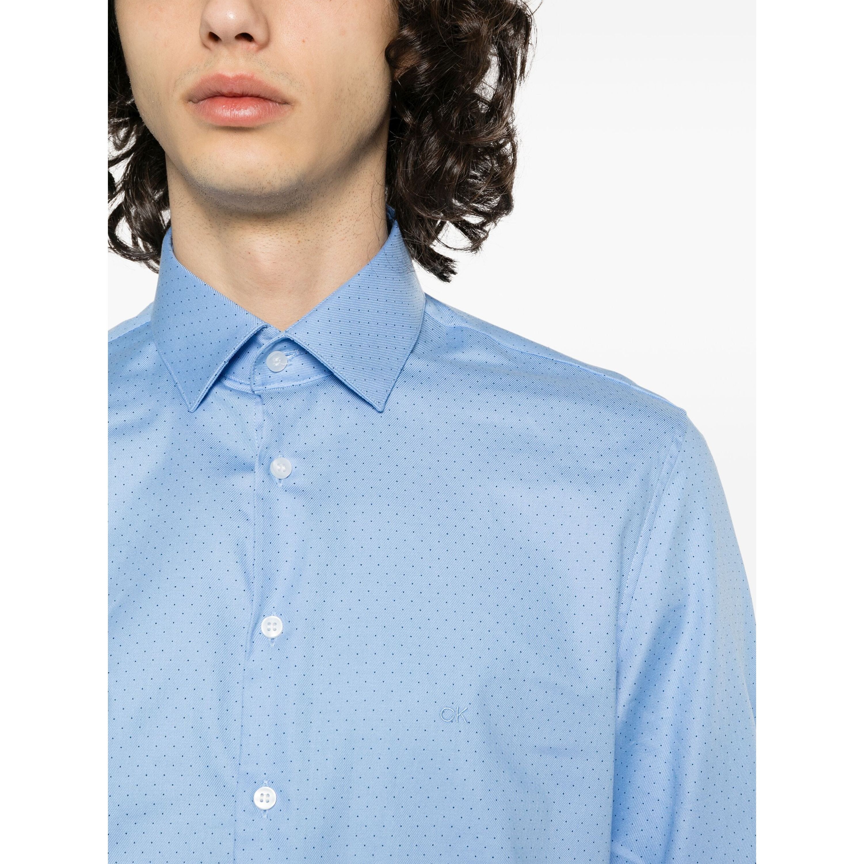 CALVIN KLEIN Marškiniai ilgomis rankovėmis vyrams, Mėlyna, L/s shirt 4