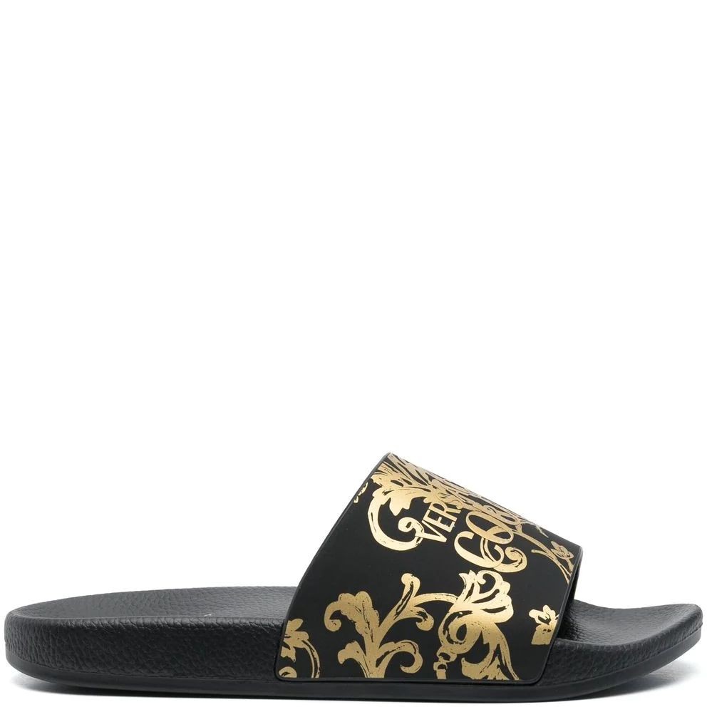 VERSACE JEANS CUTURE Šlepetės moterims, BLACK/GOLD, Fondo shelly slippers 2